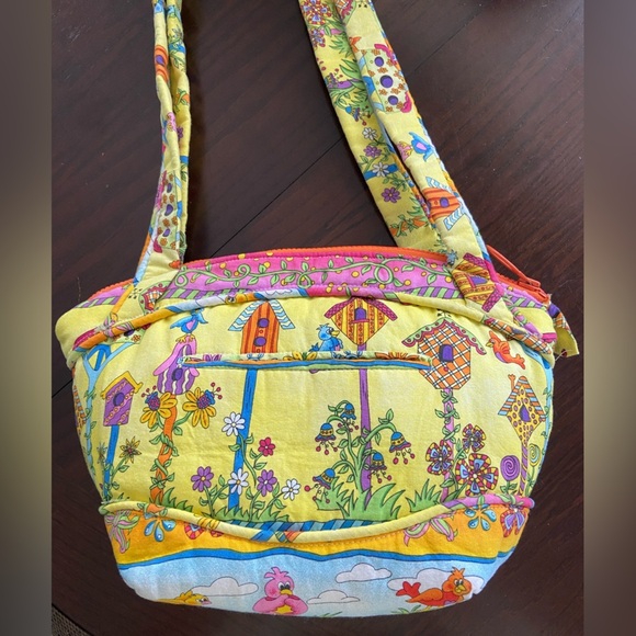 Colorful Bird & Flower Handmade Purse Whimsical Quilted Cotton - Picture 5 of 11